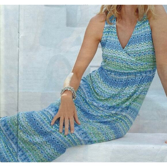 J. Jill Dresses & Skirts - J Jill Dress Medium Blue Beachy Coastal Resortwear Cruise Stretchy Jersey Midi